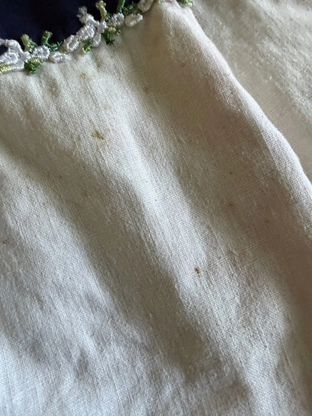 Hartstrings Girls Navy & Cream Linen Blend Dress Size 7 Sleeveless Back Tie